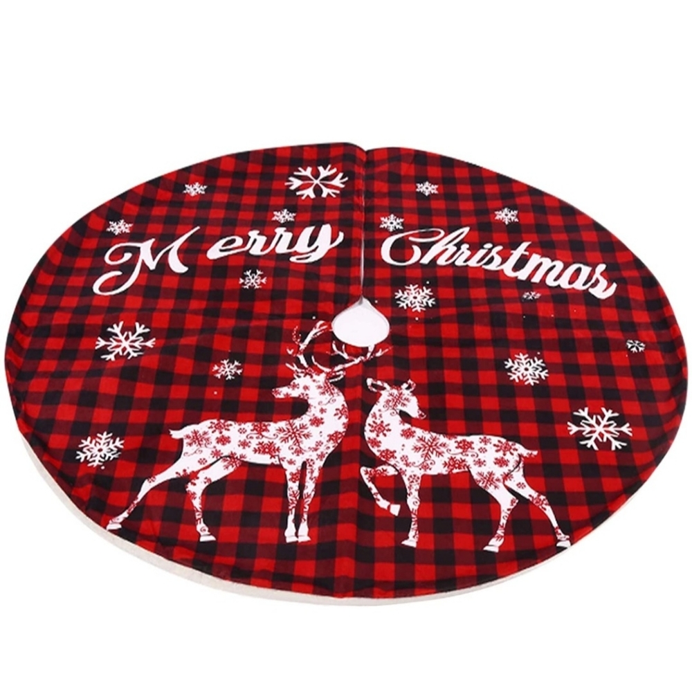 Large 48" tree skirt red Buffalo plaid nwt